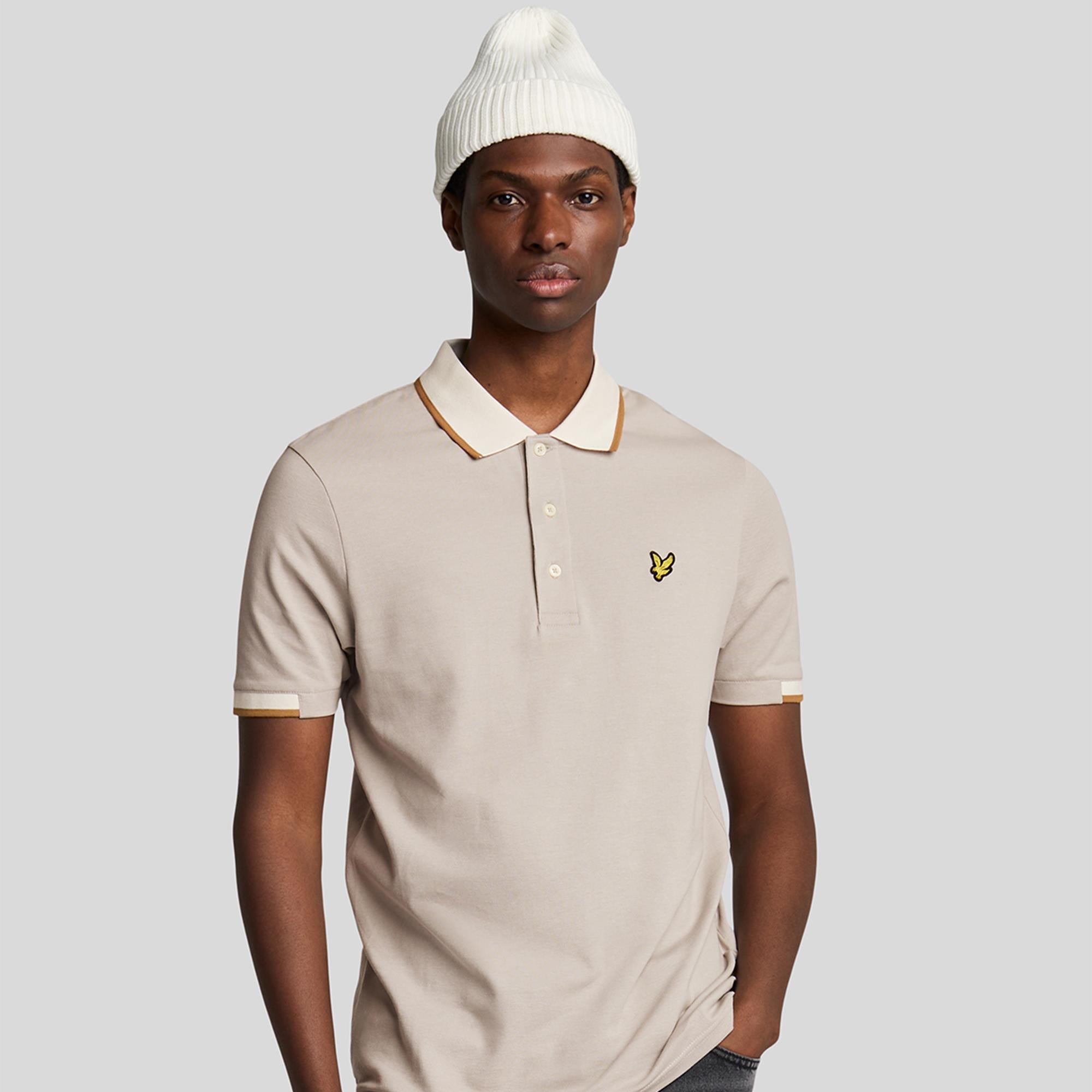 Lyle & Scott Half Tipped Mens Polo Shirt Pale Grey